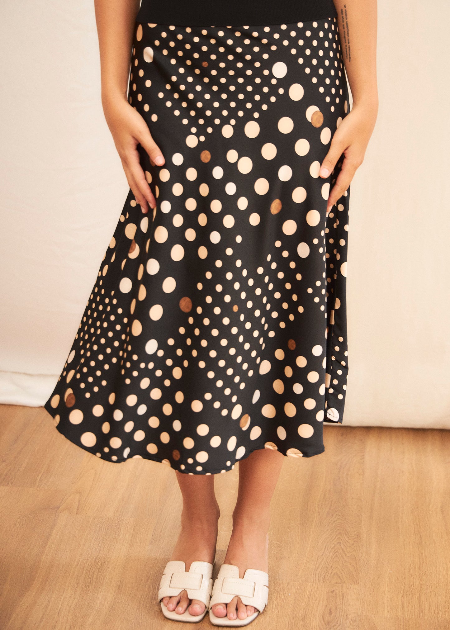 Polka dot midi skirt