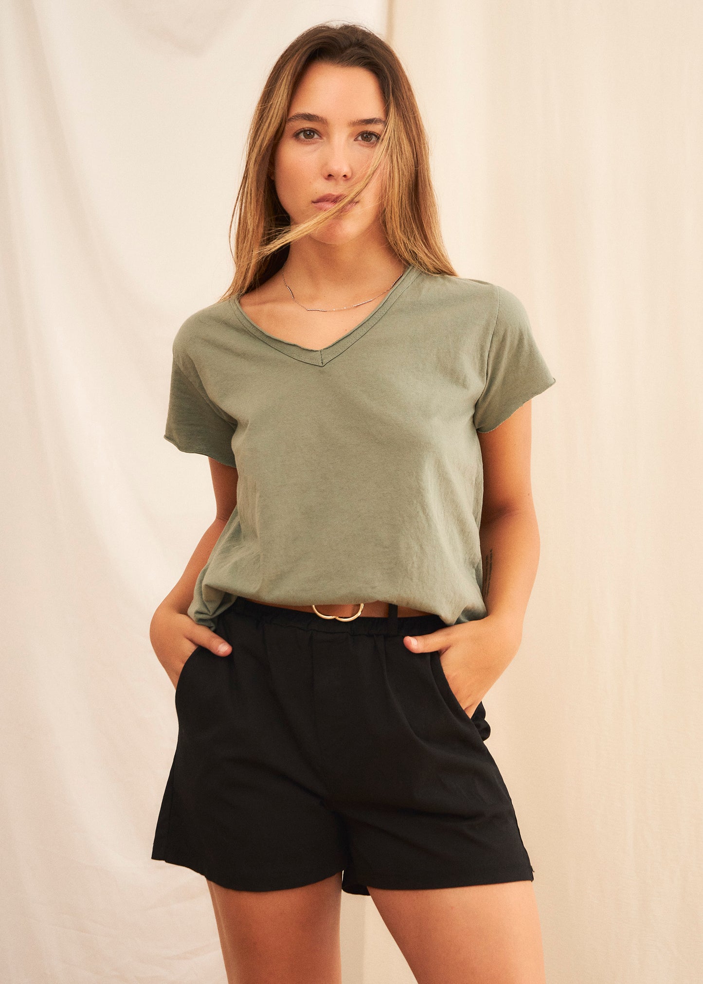 V-neck cotton T-shirt