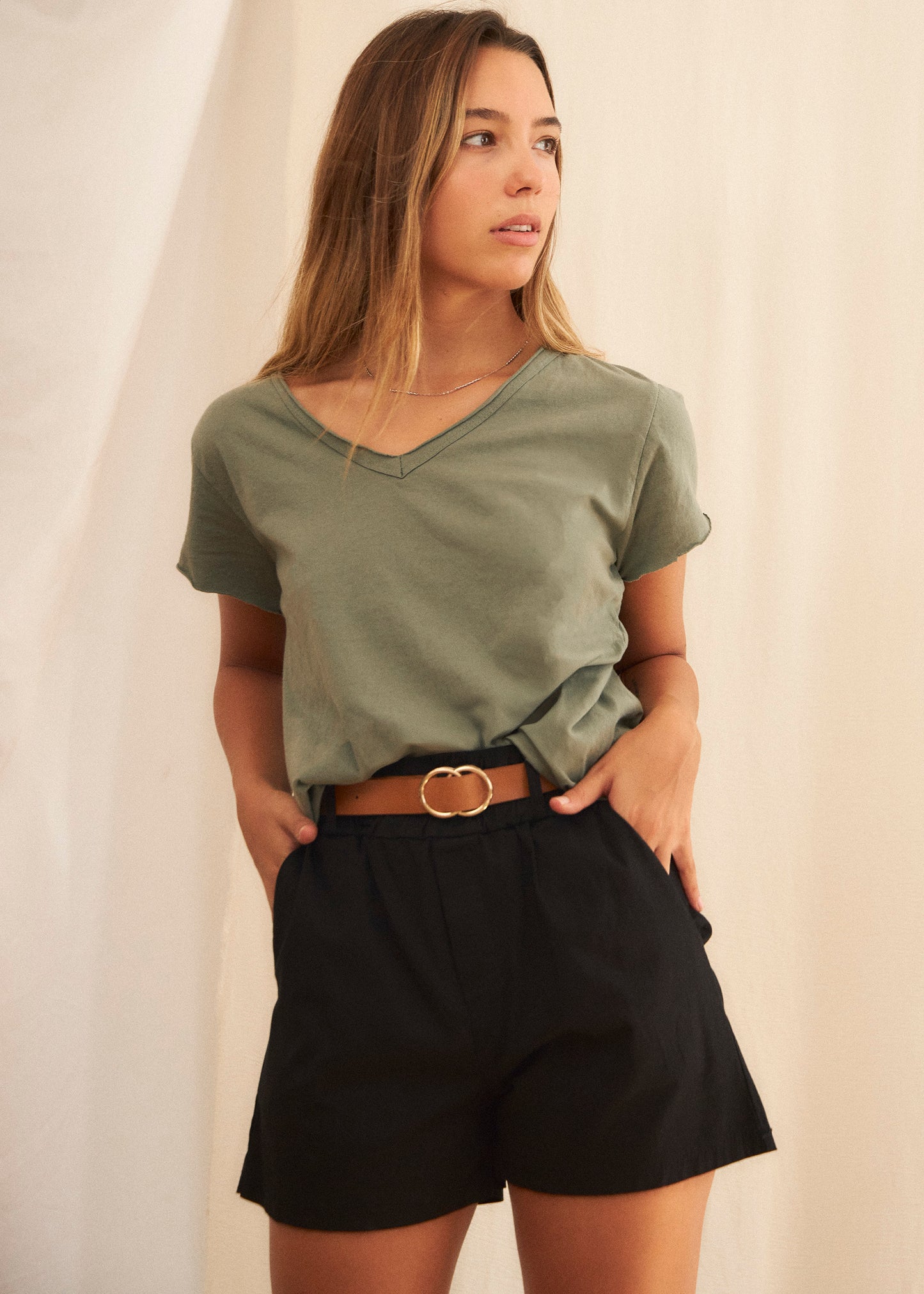 V-neck cotton T-shirt