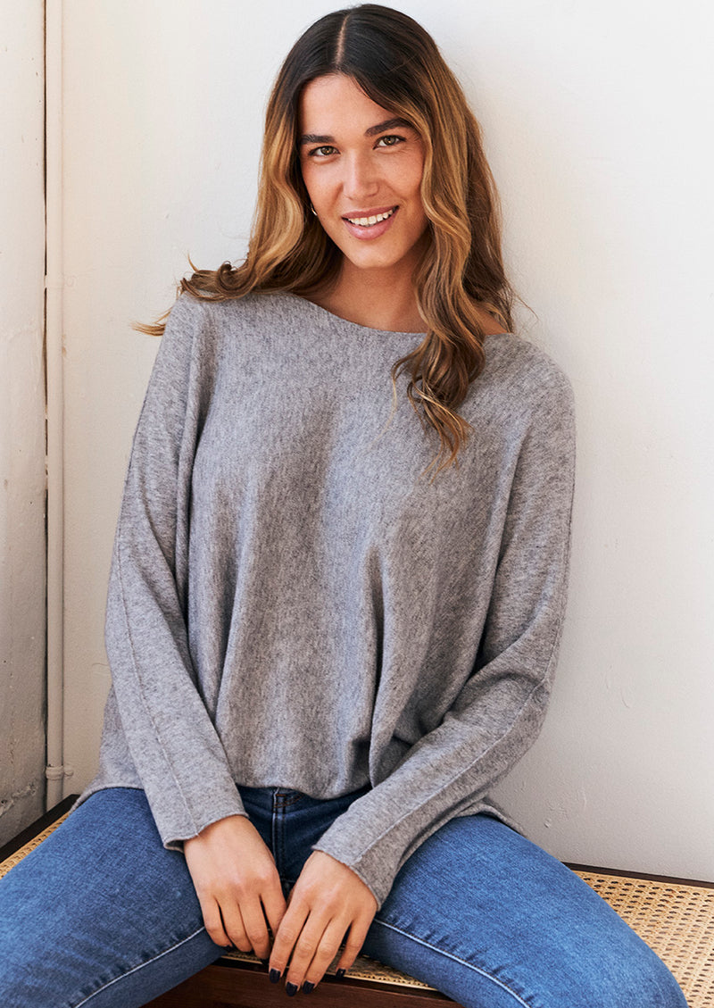 Wide round neck sweater