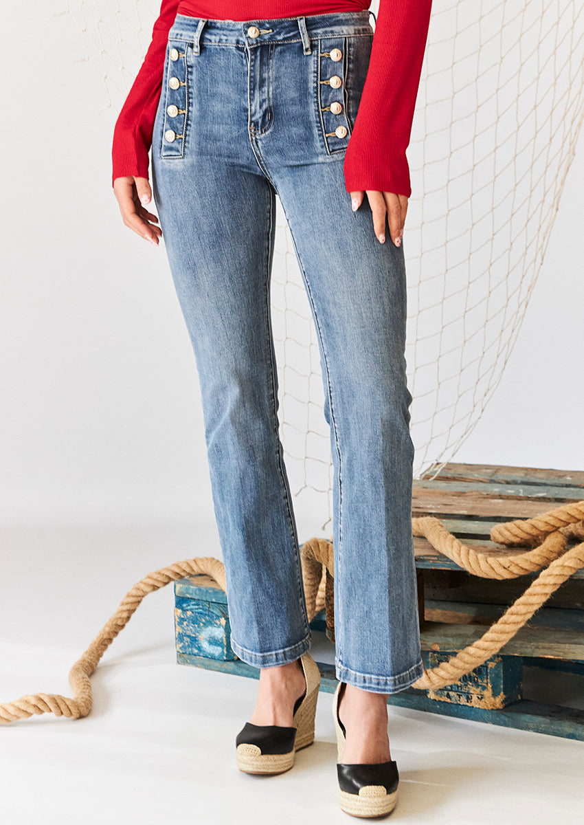 Jeans flare botons