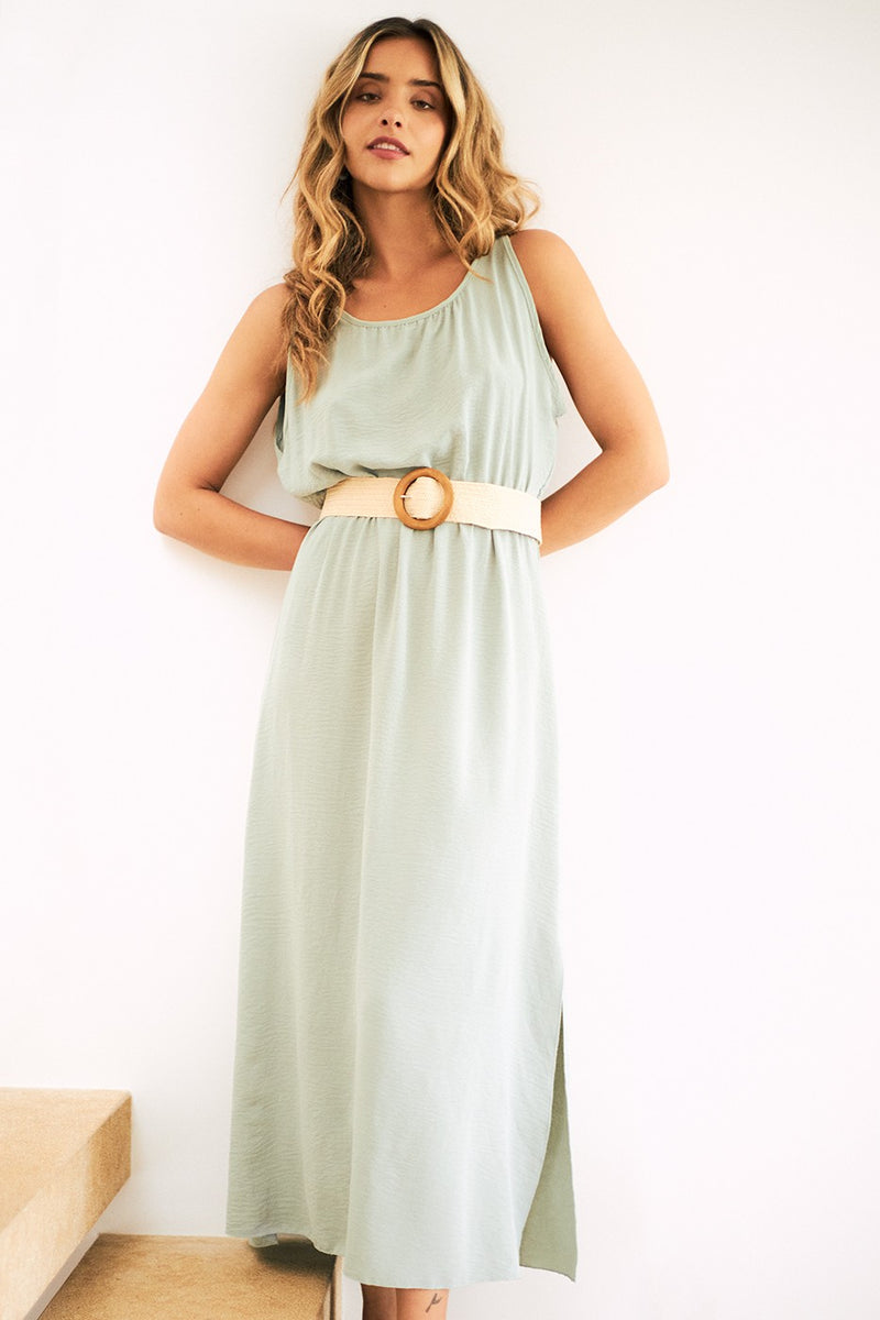 Vestido maxi liso