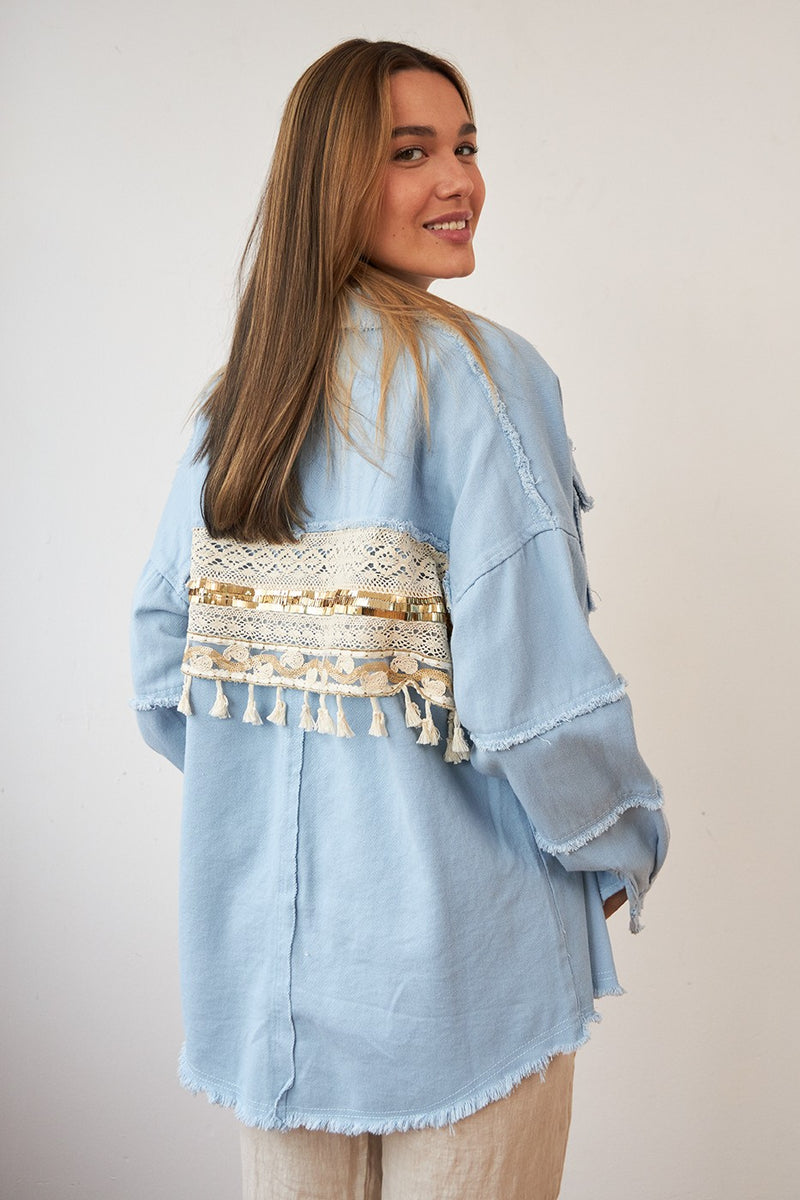 Sobrecamisa denim pasamanería