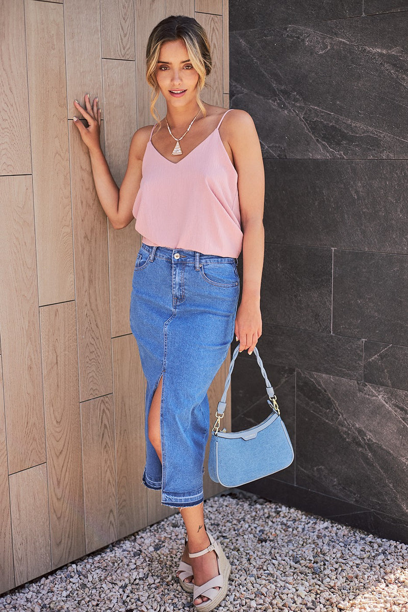 Falda midi denim
